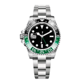 Dual Time 40 – Black Dial | Steel Bracelet & Green-Black Ceramic Bezel