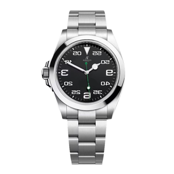 Pilot 40 – Black Dial | Steel Bracelet & Smooth Bezel