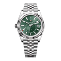 Global Traveller 42 – Green Sunburst Dial | Stainless Steel Jubilee Bracelet & Fluted Bezel
