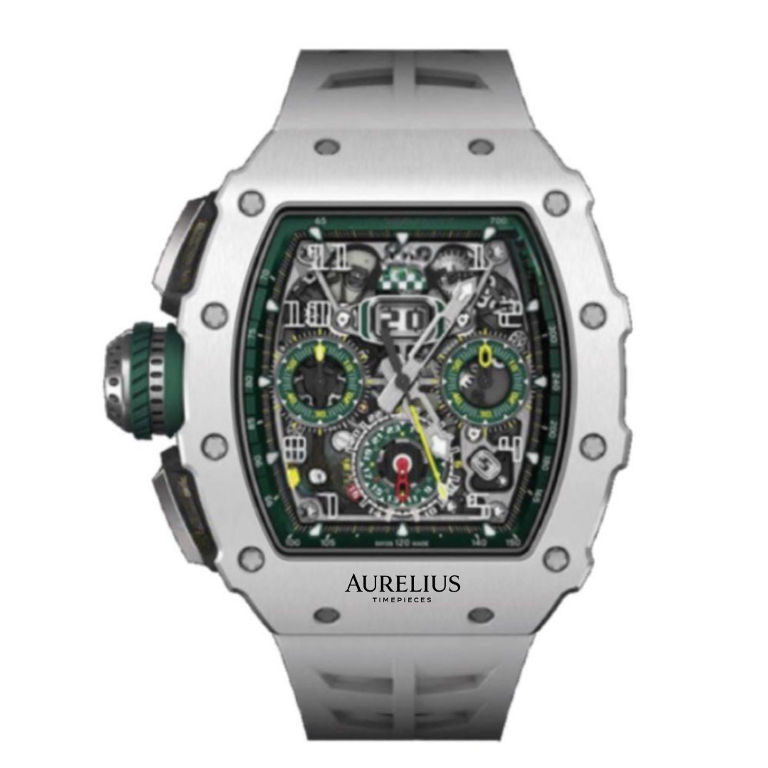 Skeleton Chronograph 44 – Openworked Dial with Green Accents | White Case & White Rubber Strap