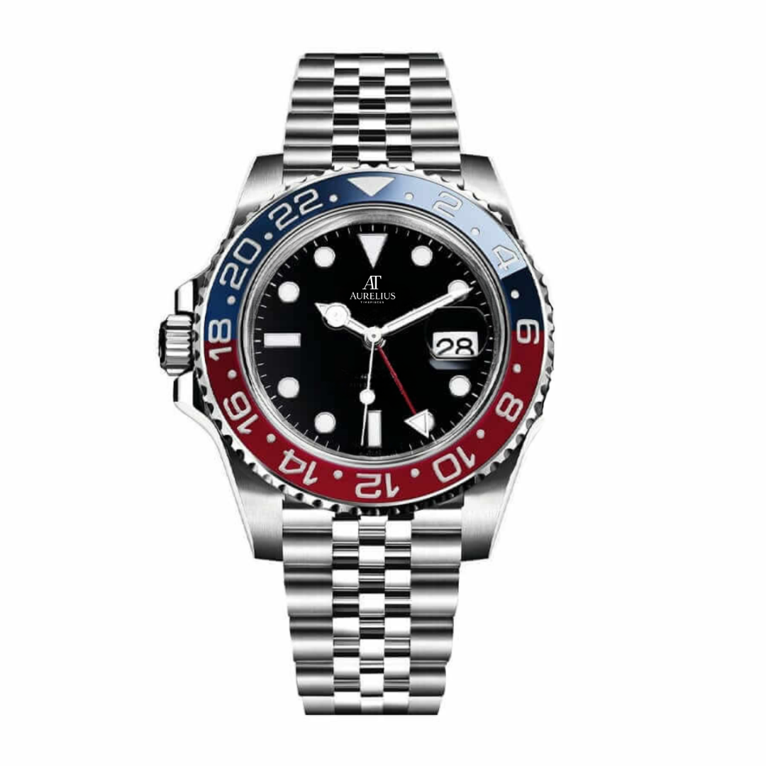 GMT Traveller 40 – Black Dial | Stainless Steel Jubilee Bracelet & Red-Blue Ceramic Bezel