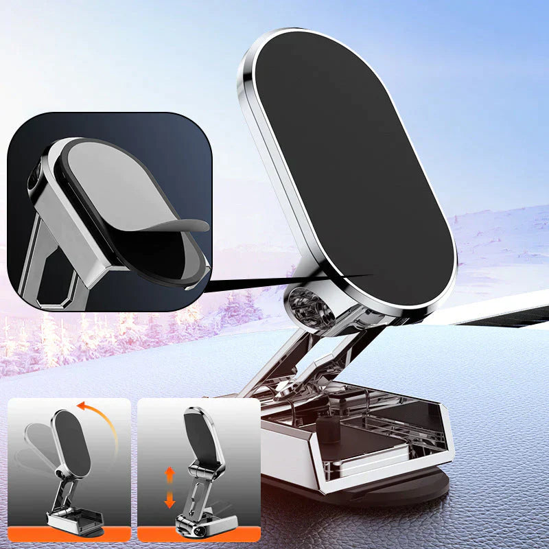 Suporte de telemóvel dobrável em metal com íman para carro