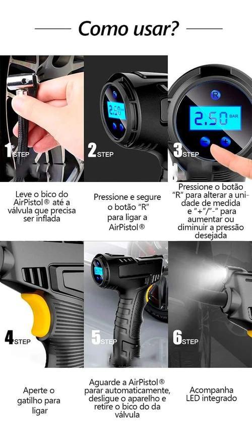 Enchedor de pneus digital com 3 bicos – AirPistol